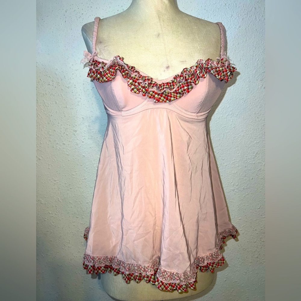 Victoria’s Secret Women’s Ruffled Sheer Babydoll Teddy Lingerie | Pink |